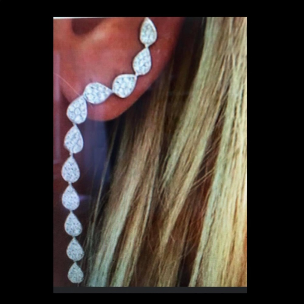 Sterling silver long pear shape earrings